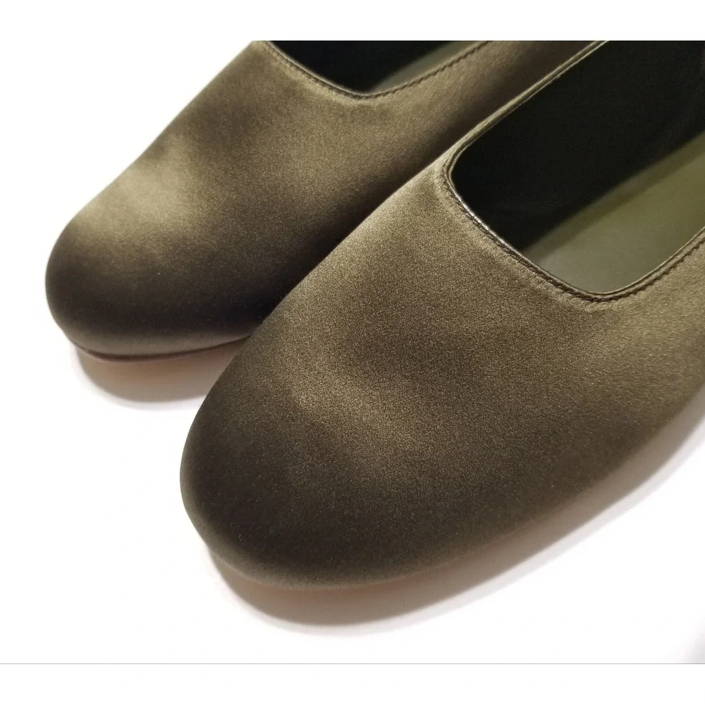 NIB‎ Vince Maxwell Italian Satin Ballet Flat Olive Green Size 6.5, 8.5 $225